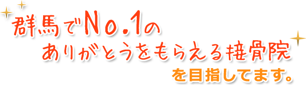 群馬でNo.1のありがとうをもらえる接骨院を目指しています。